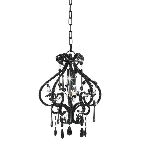 Ceiling Lamp With Beads Black Round E14 Chandeliers & Ceiling Fixtures