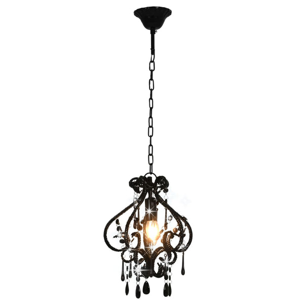 Ceiling Lamp With Beads Black Round E14 Chandeliers & Ceiling Fixtures