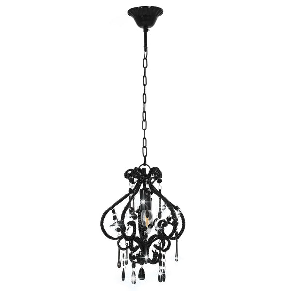 Ceiling Lamp With Beads Black Round E14 Chandeliers & Ceiling Fixtures