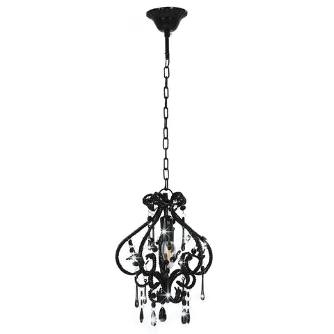Ceiling Lamp With Beads Black Round E14 Chandeliers & Ceiling Fixtures