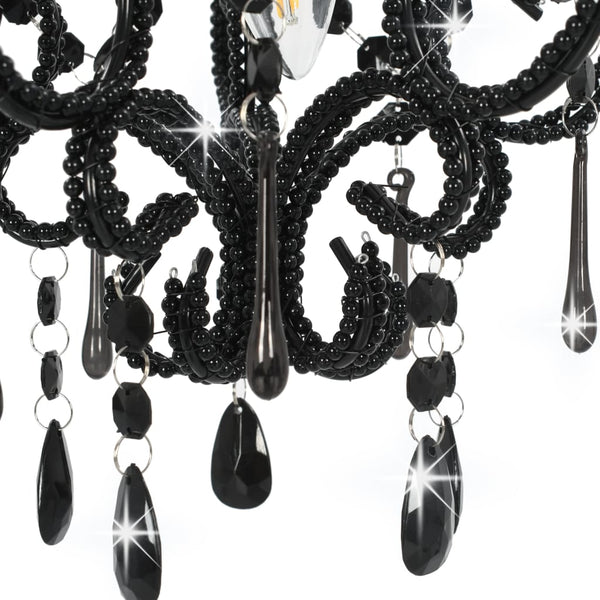 Ceiling Lamp With Beads Black Round E14 Chandeliers & Ceiling Fixtures