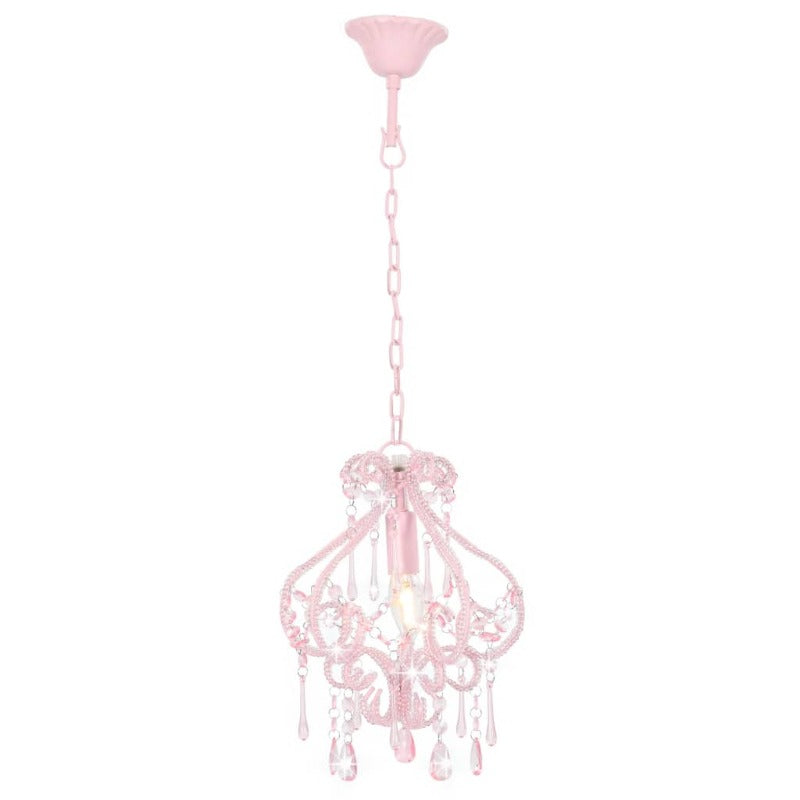 Ceiling Lamp With Beads Pink Round E14 Lamps