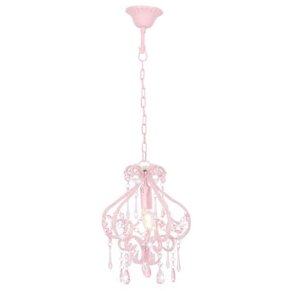 Ceiling Lamp With Beads Pink Round E14 Lamps