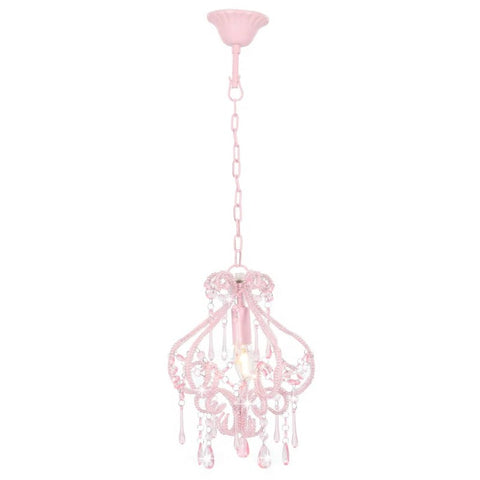 Ceiling Lamp With Beads Pink Round E14