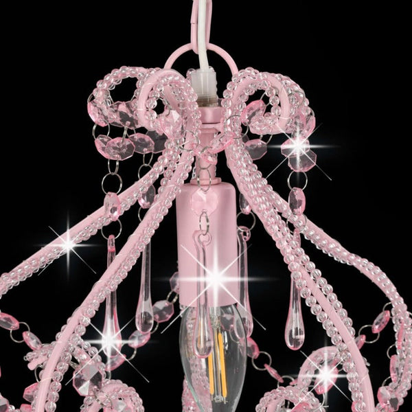 Ceiling Lamp With Beads Pink Round E14 Lamps