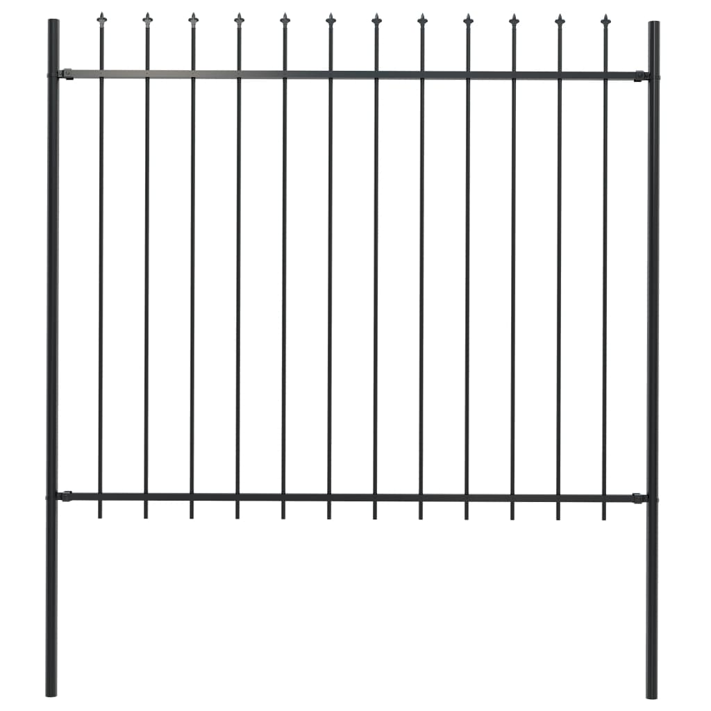 Garden Fence With Spear Top Steel 1.7X1.5 M Black Fence Panels