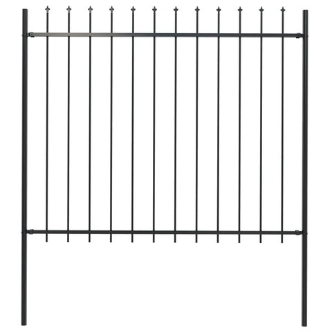 Garden Fence With Spear Top Steel 1.7X1.5 M Black Fence Panels