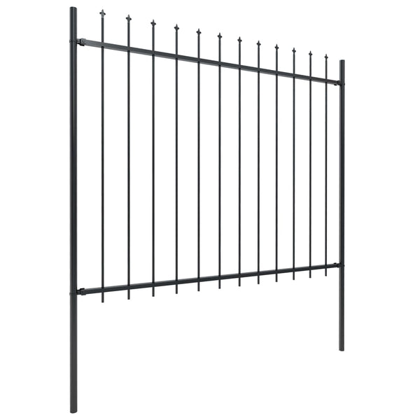 Garden Fence With Spear Top Steel 1.7X1.5 M Black Fence Panels