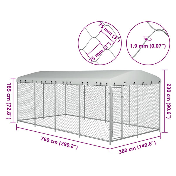 Vidaxl Outdoor Dog Kennel With Roof 7.6X3.8X2.3 M Dog Kennels