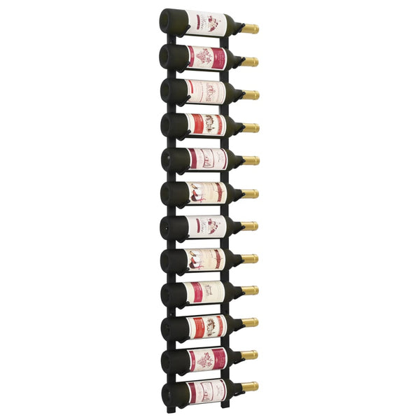 Wall Mounted Wine Rack For 12 Bottles Black Iron