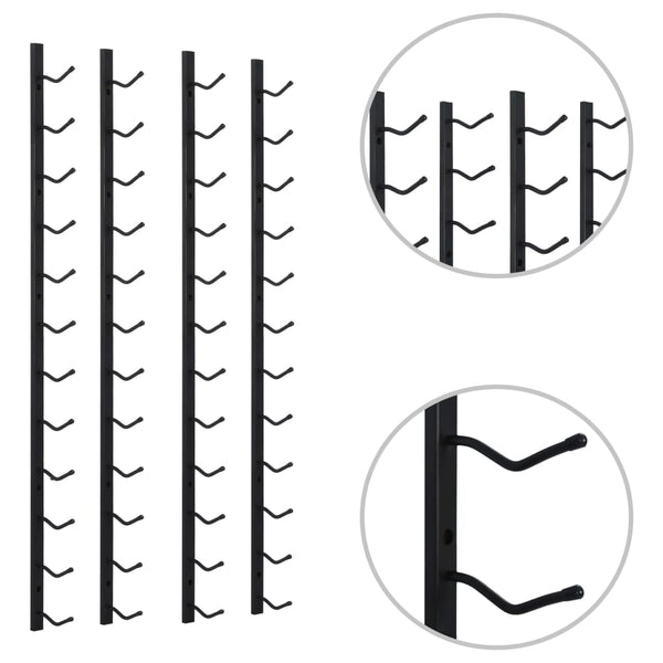 Racks Wall Mounted Wine For 12 Bottles Pcs Black Iron