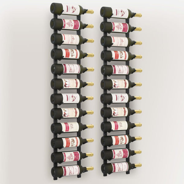 Wall Mounted Wine For 12 Bottles Pcs Black Iron Racks