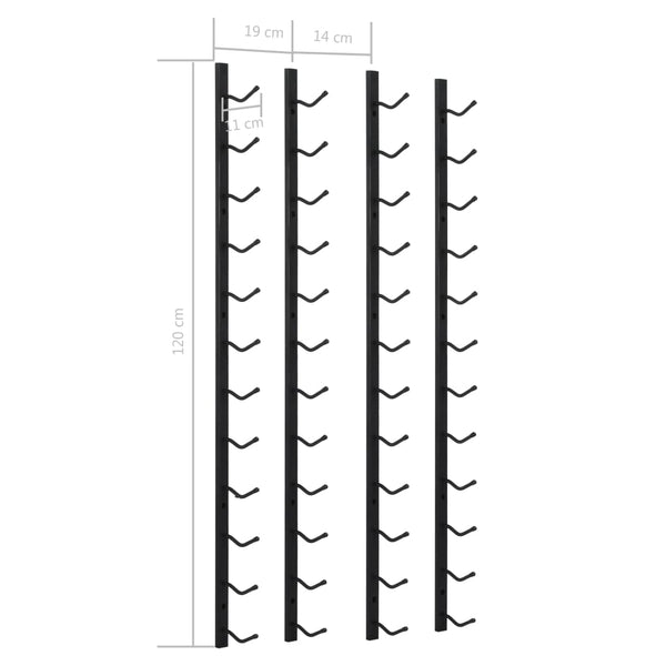 Wall Mounted Wine For 12 Bottles Pcs Black Iron Racks