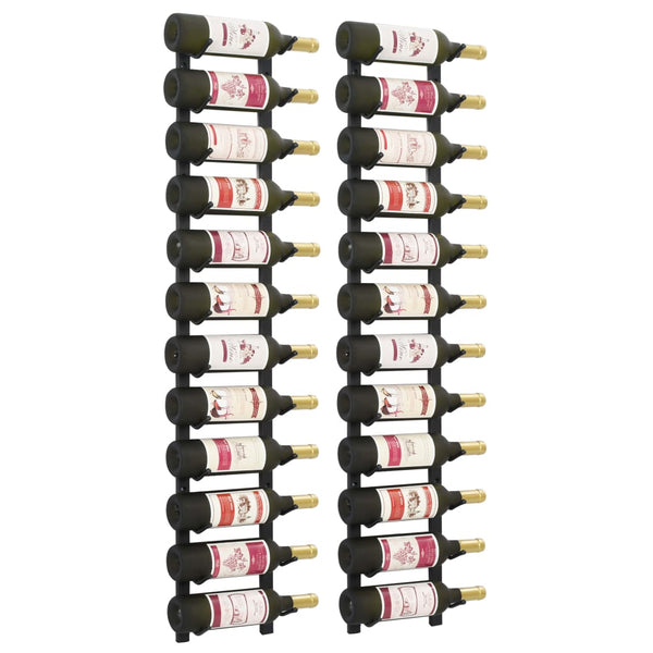 Wall Mounted Wine For 12 Bottles Pcs Black Iron Racks