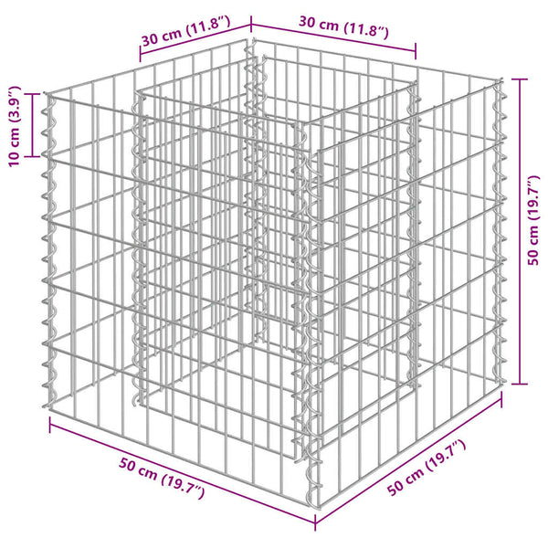 Vidaxl Gabion Raised Bed Galvanised Steel 50X50x50 Cm Raised Garden Beds