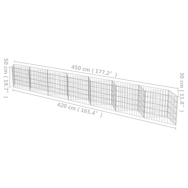 Vidaxl Gabion Wall Galvanised Steel 450X30x50 Cm Gabion Baskets