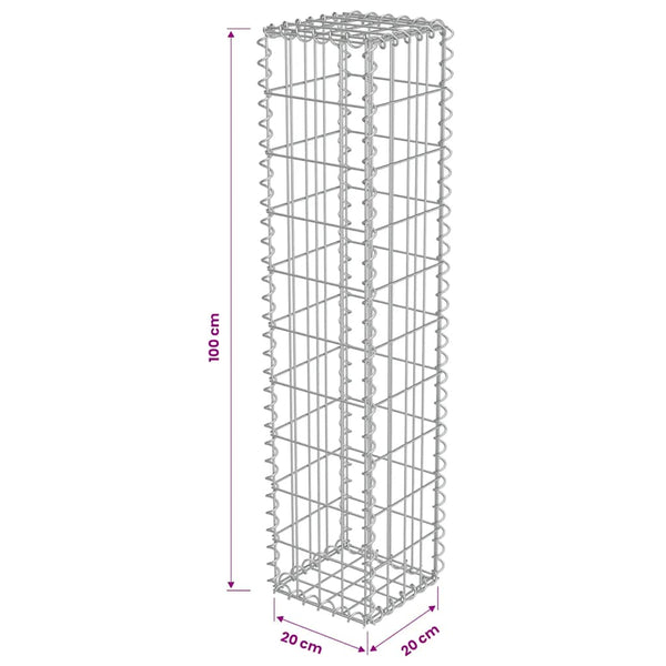 Galvanised Steel Gabion Wall With Covers 20X20x100 Cm Fence Panels