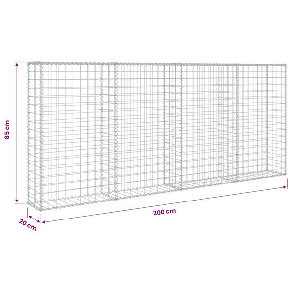 Vidaxl Gabion Wall With Covers Galvanised Steel 200X20x85cm Gabion Baskets