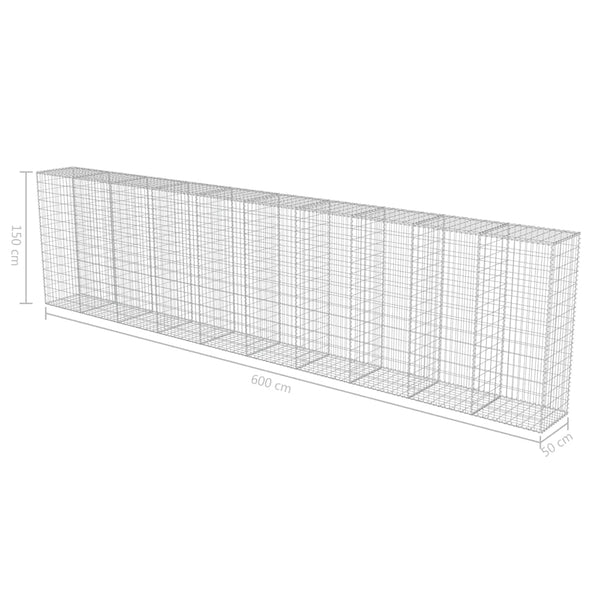Gabion Wall With Covers Galvanised Steel 600X50x150 Cm Gabion Baskets