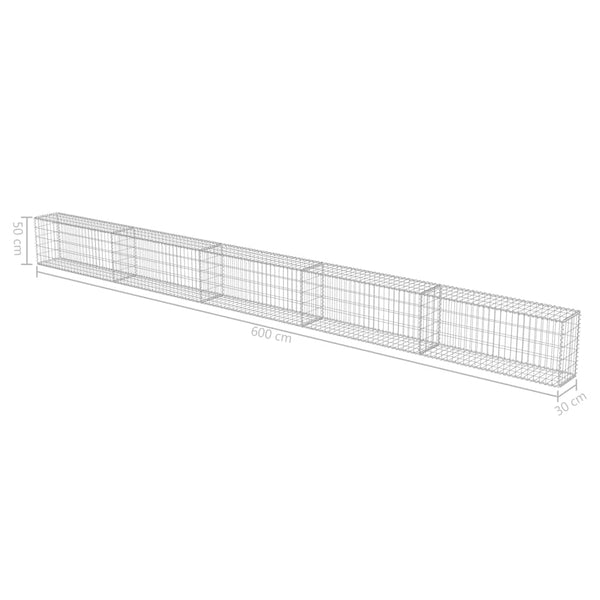 Vidaxl Gabion Wall With Covers Galvanised Steel 600X30x50 Cm Gabion Baskets