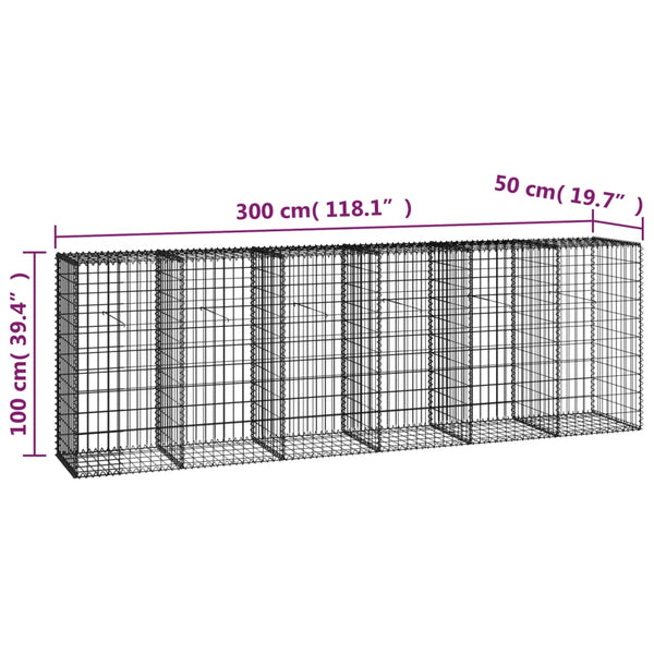 Gabion Wall With Covers Galvanised Steel 300X50x100 Cm