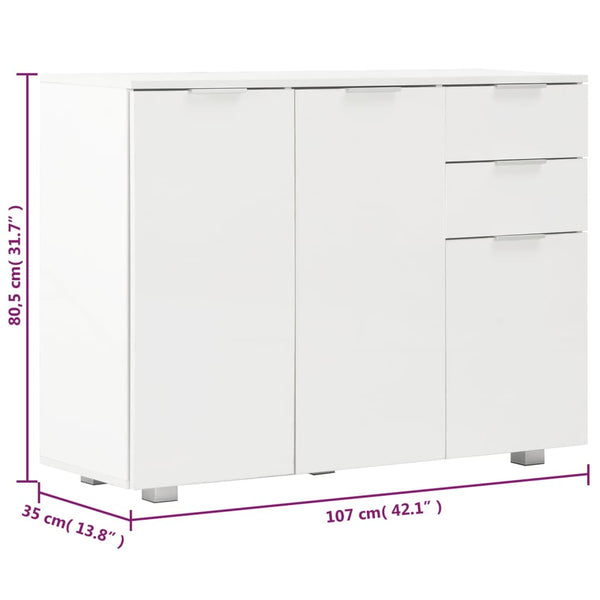 Sideboard High Gloss White 107X35x80.5 Cm Sideboards & Buffets
