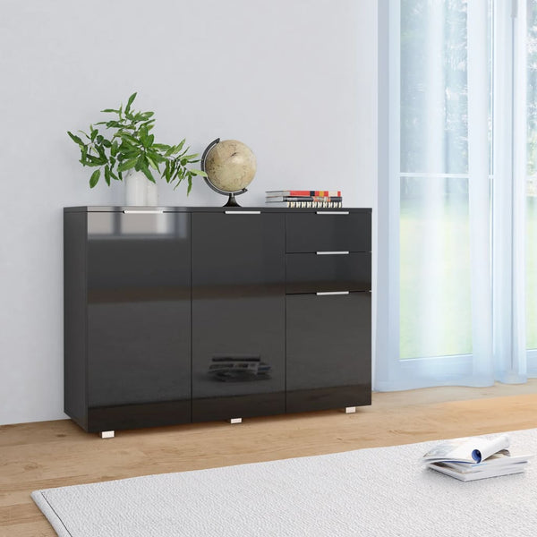 Sideboard High Gloss Black 107X35x80.5 Cm Sideboards & Buffets