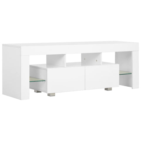 Tv Cabinet With Led Lights High Gloss White 130X35x45 Cm Tv Stands & Entertainment Units