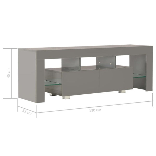 Tv Cabinet With Led Lights High Gloss Grey 130X35x45 Cm