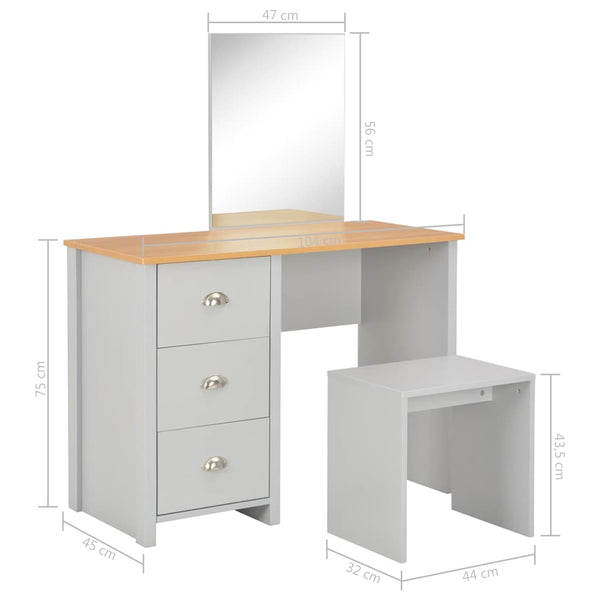 Grey Dressing Table With Mirror And Stool 104X45x131 Cm Dressing Tables