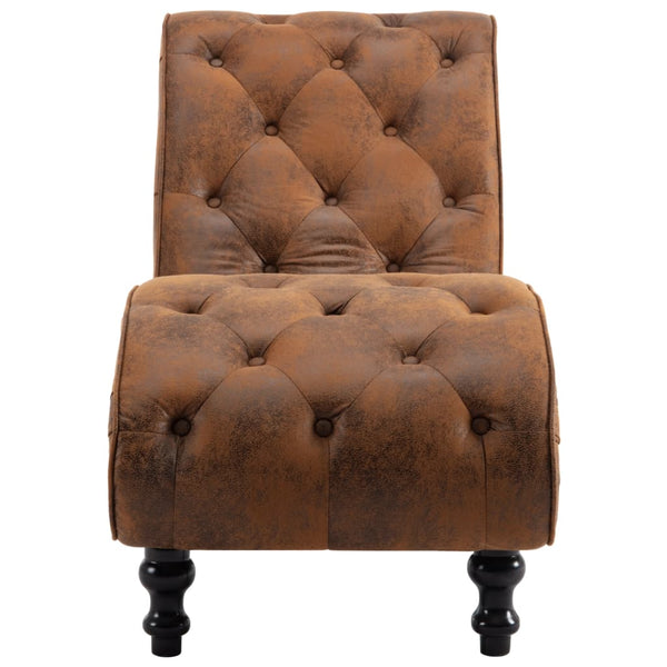 Chaise Lounge Brown Faux Suede Leather Sofas Armchairs & Couches