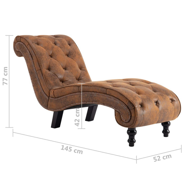 Chaise Lounge Brown Faux Suede Leather Sofas Armchairs & Couches