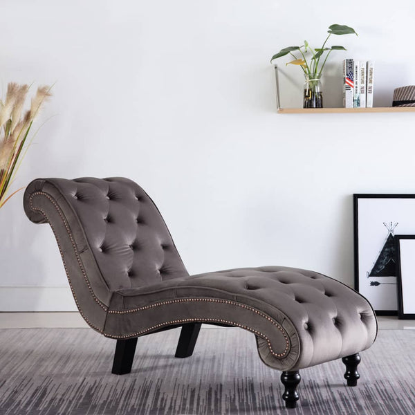 Chaise Lounge Grey Velvet Sofas Armchairs & Couches