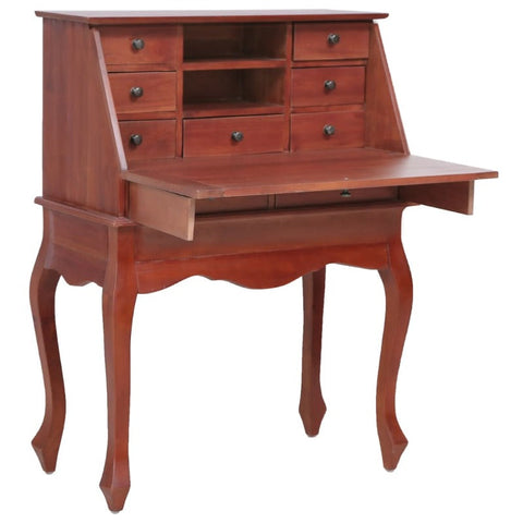 Secretary Desk Brown 78X42x103 Cm Solid Mahogany Wood Home Office Desks