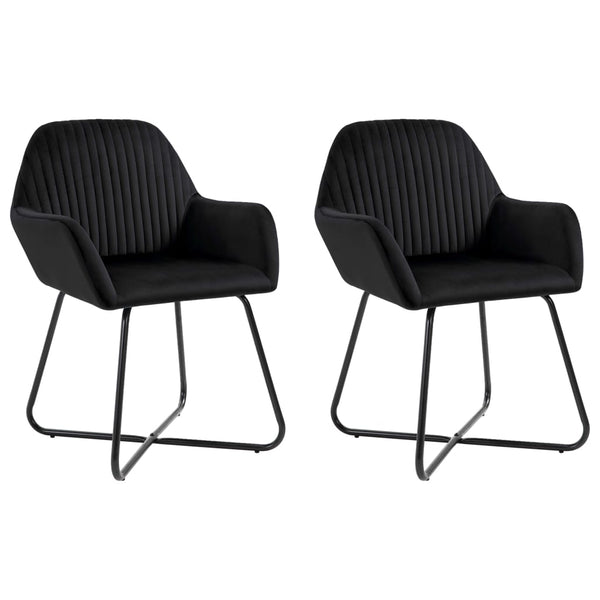 2 Pcs Black Velvet Dining Chairs