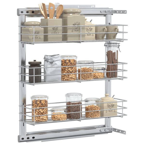 Vidaxl 3 Tier Pull Out Kitchen Wire Basket Silver 47X15.5X55.5 Cm Storage Bins & Baskets