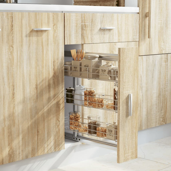 Vidaxl 3 Tier Pull Out Kitchen Wire Basket Silver 47X15.5X55.5 Cm Storage Bins & Baskets