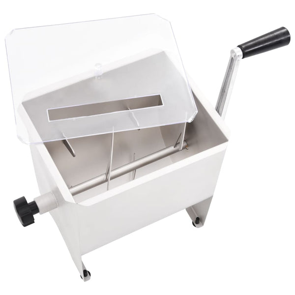 Manual Meat Mixer With Lid Silver Stainless Steel