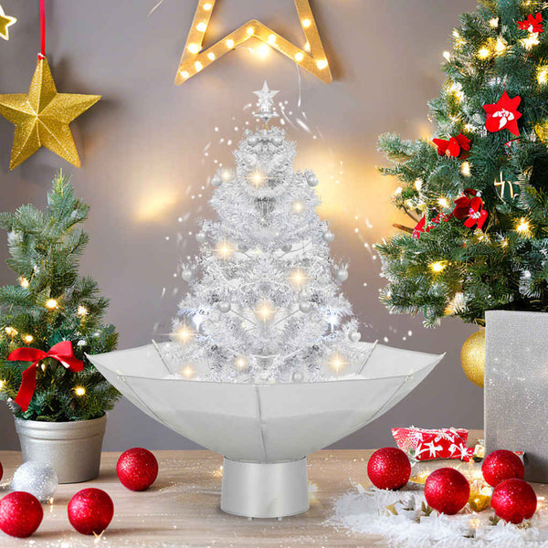 Snowing Christmas Tree With Umbrella Base White 75 Cm Seasonal Decorations