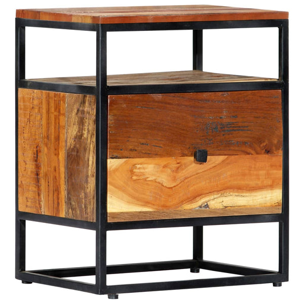 Bedside Cabinet 40X30x50 Cm Solid Reclaimed Wood And Steel Bedside Tables