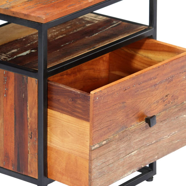 Solid Reclaimed Wood Bedside Cabinet 40X30x50 Cm With Steel Frame Bedside Tables