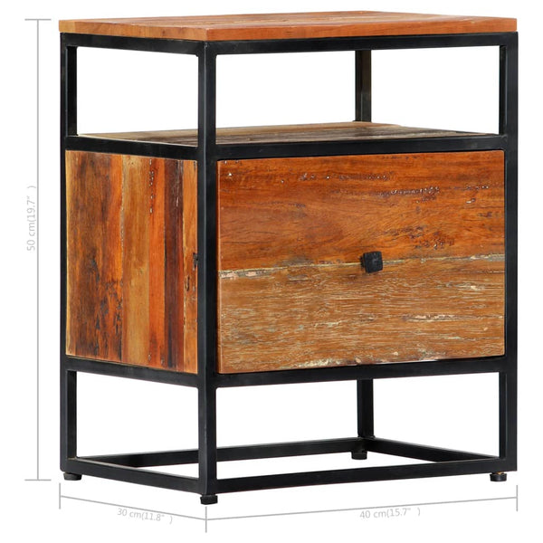 Bedside Cabinet 40X30x50 Cm Solid Reclaimed Wood And Steel Bedside Tables