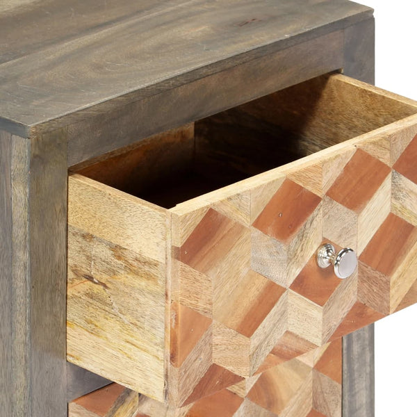 Solid Mango Wood Bedside Cabinet Grey 40X30x50 Cm Bedside Tables