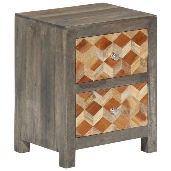 Bedside Cabinet Grey 40X30x50 Cm Solid Mango Wood Bedside Tables