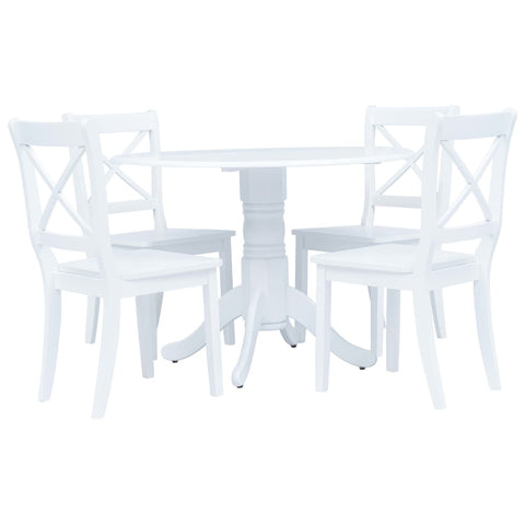 5 Piece Dining Set Solid Rubber Wood White Dining Sets