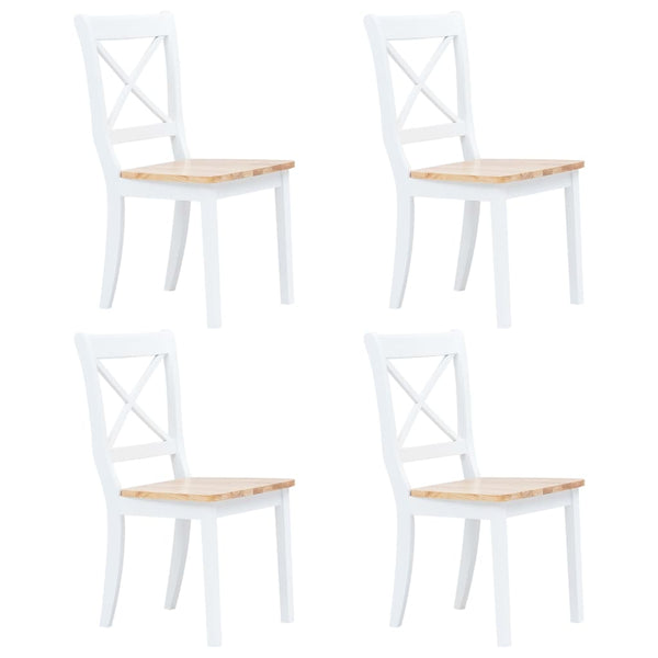 5 Piece Dining Set Solid Rubber Wood White And Brown Dining Sets