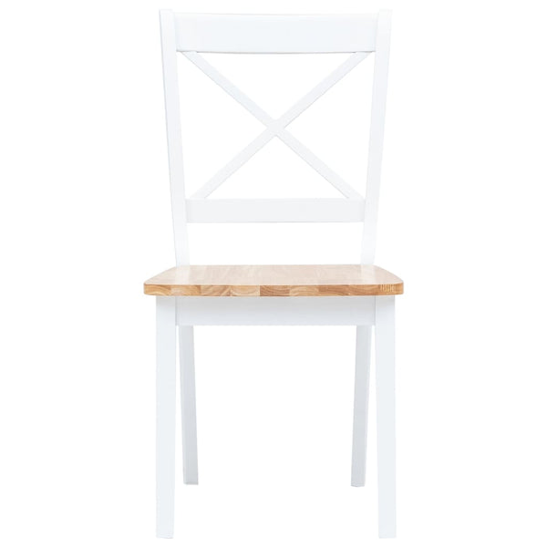 5 Piece Dining Set Solid Rubber Wood White And Brown Dining Sets