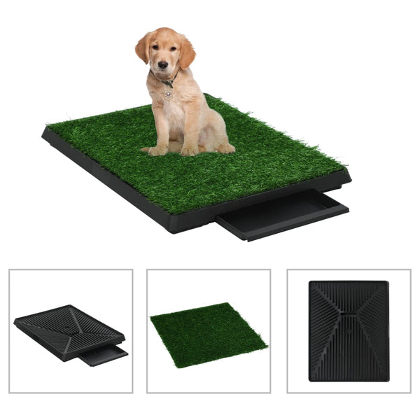 Pet Toilet With Tray & Faux Turf Green 63X50x7 Cm Wc Puppy Training Pads