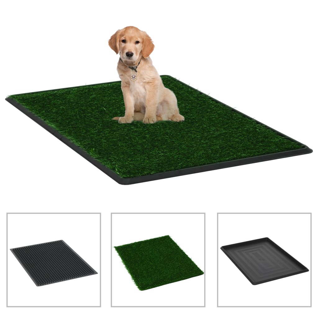 Pet Toilet With Tray & Faux Turf Green 76X51x3 Cm Wc Puppy Training Pads