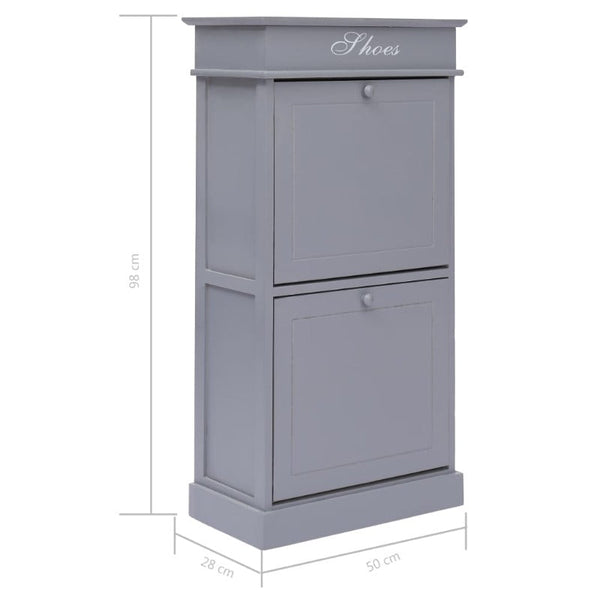 Shoe Cabinets Shoe Cabinet Grey 50X28x98 Cm Paulownia Wood